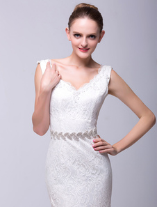 Sash Ivoire mariage moyen pour mariée avec strass