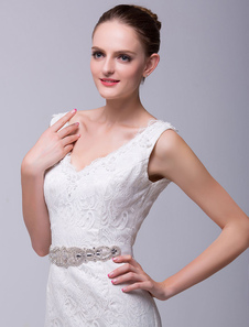 Sash Ivoire mariage nuptiale moyenne avec Rhinestone