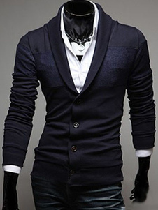 Cardigan homme moulant en coton mélangé unicolore