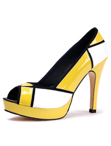 Chaussures color-block à bout ouvert à talon aigu