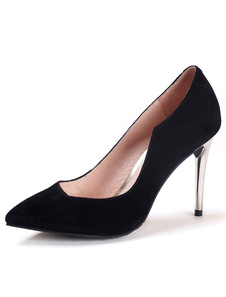 Escarpins à bout pointu et talon aigu en peau suédée