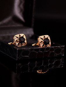 Bouton de manchette de soirée or carré