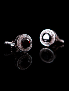 Bouton de manchette de soirée noir avec strass