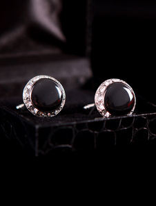 Bouton de manchette de soirée noir rond