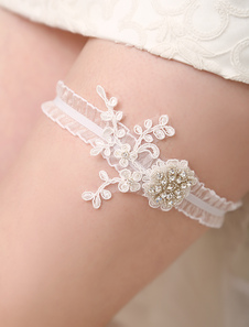 Jarretière de mariage en organza ivoire