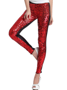 Leggins féminins imprimés brillants avec paillettes