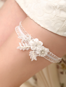 Jarretière de mariage en organza ivoire