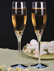 Verre à vin personnalisé à pied en alliage (une paire)