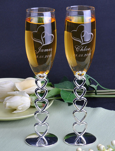 Verre à vin à pied en alliage de zinc creusé (une paire)