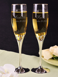 Verre à vin à pied en alliage de zinc creusé (une paire)