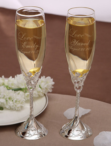 Verre à vin à pied en alliage creusé en cœur (une paire)