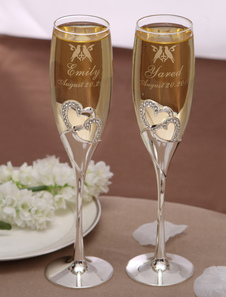 Verre à vin à pied en alliage creusé en cœurs (une paire)