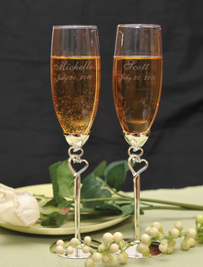 Verre à vin à pied en alliage creusé en cœur (une paire)