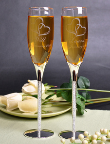 Verre à vin métallique personnalisé avec strass (une paire)