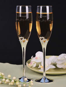 Verre à vin personnalisé avec strass (une paire)