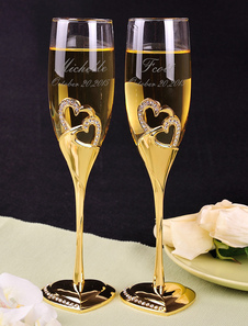 Verre à vin à pied en alliage de zinc avec cœurs (une paire)