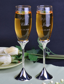 Verre à vin à pied en alliage avec strass (une paire)