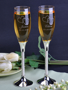 Verre à vin à pied en alliage de zinc avec perle (une paire)