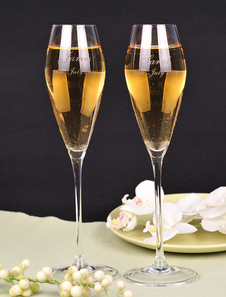 Verre à vin de mariage personnalisé à peid de verre