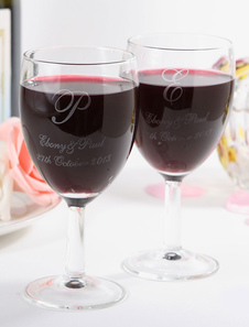 Verre à vin personnalisé à peid de verre pour mariage