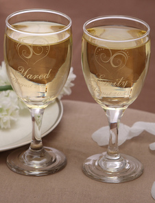 Verre à vin personnalisé à peid de verre pour le mariage