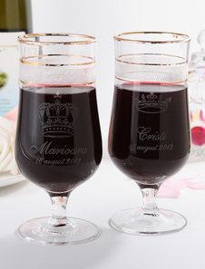 Verre à vin nuptial personnalisé à peid de verre