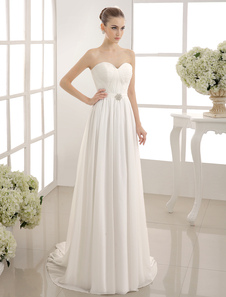 Robe mariée en chiffon avec ceinture de col en coeur