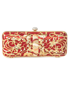 Pochette de soirée creusée métallique en fleur