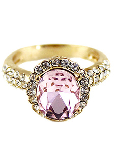 Bague mode ronde avec rhinestone lilas