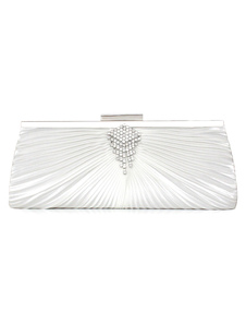 Pochette de soirée en soie plissé avec strass