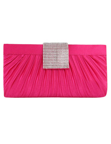 Pochette de soirée rose plissée à bandoulière
