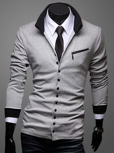 Cardigan en coton color-block avec poches