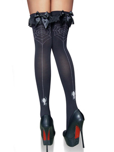 Bas Halloween araignée noir pour femme