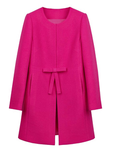 Manteau surdimensionné unicolore avec noeud