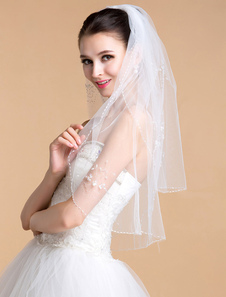 Voile nuptial 2 couches en tulle avec strass