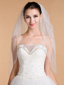 Voile à coude 2 couches en tulle avec paillettes