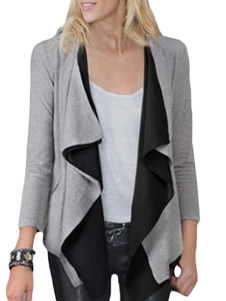 Cardigan féminin color-block asymétrique plissé