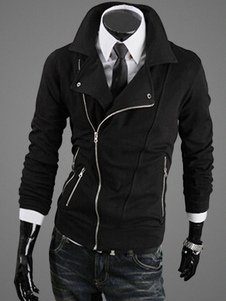 Blouson unicolore avec zips obliques