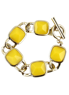 Bracelet chaîne métallique avec strass géométrique