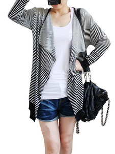 Cardigan avec rayure surdimensionné asymétrique