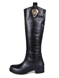 Bottes plates en peau de vache noire