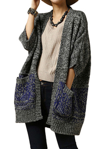 Cardigan color-block à manches chauve-souris