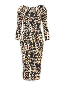 Robe bodycon en coton à motif léopard et demi-manche