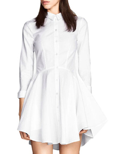 Robe vintage slim blanche unicolore de col large