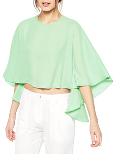 Blouse femme en chiffon unicolore cropped