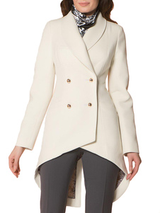 Manteau asymétrique en coton blanc unicolore
