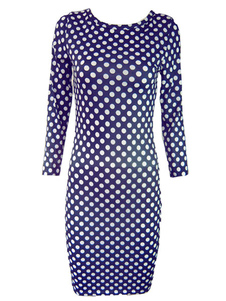 Robe bodycon en coton bleu à pois