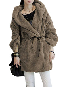 Manteau à capuche en coton unicolore surdimensionné