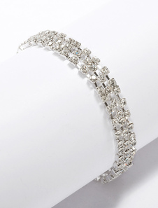Bracelet de mariée argenté avec strass