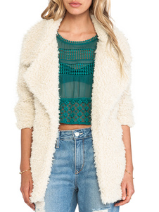 Manteau en fausse fourrure blanche unicolore